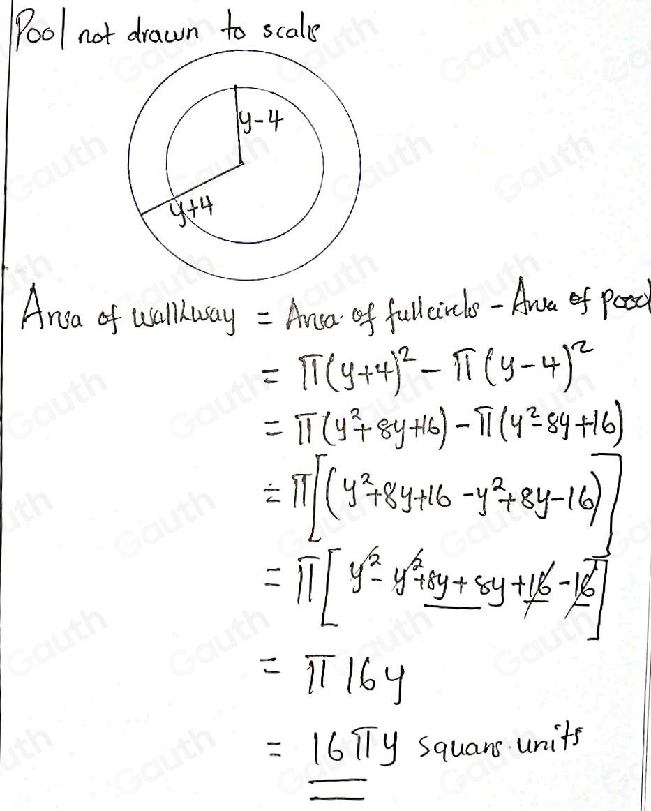 Solved: A circular pool is surrounded by a circular walkway. The radius ...