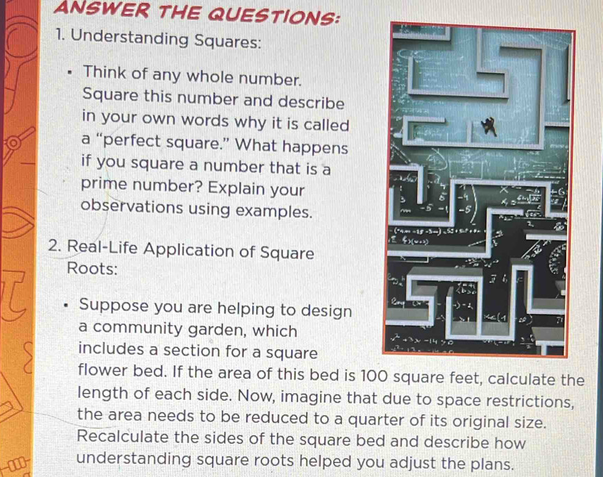Solved: ANSWER THE QUESTIONS: 1. Understanding Squares: Think of any ...