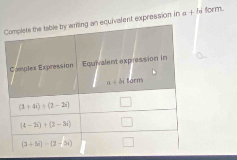 Clent expression in a+bi form.