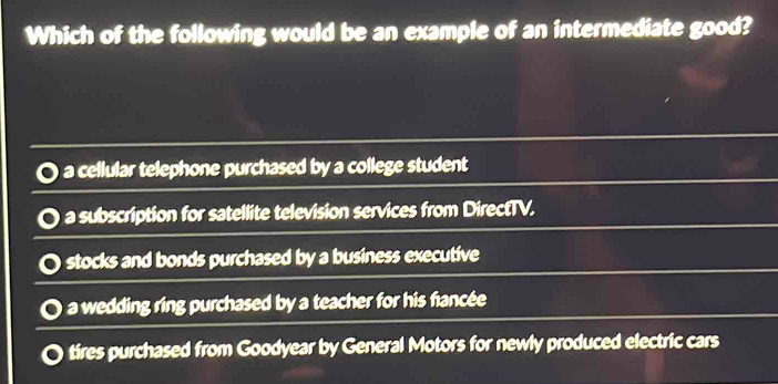 Solved: Which of the following would be an example of an intermediate ...