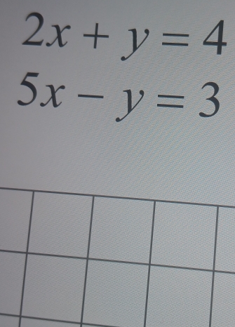 2x+y=4
5x-y=3