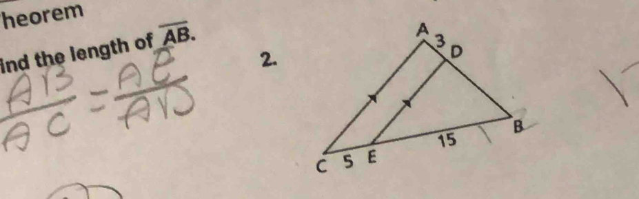 heorem 
ind the length of overline AB. 
2.