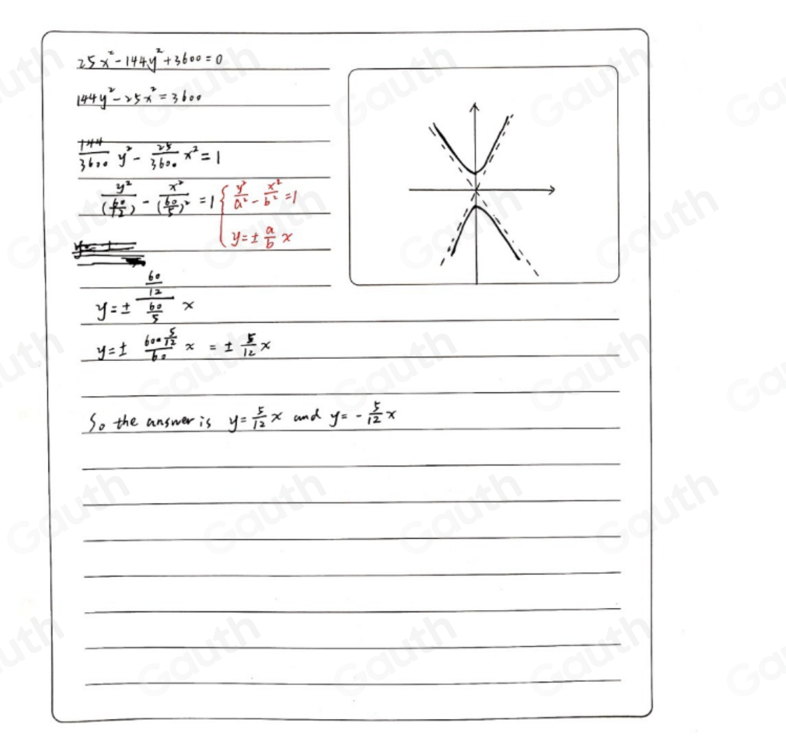 Solved: A table lamp emits light in the shape of a hyperbola. If the ...
