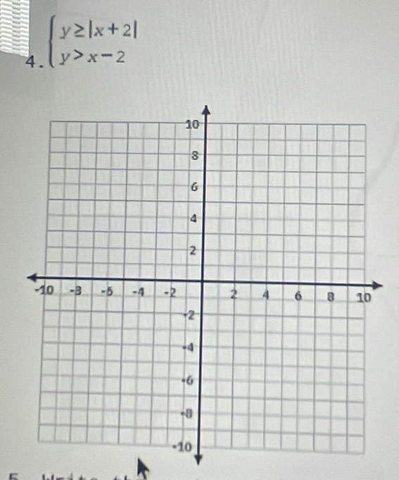 beginarrayl y≥ |x+2| y>x-2endarray.