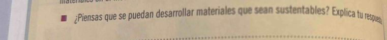 mory 
¿Piensas que se puedan desarrollar materiales que sean sustentables? Explica tu respues