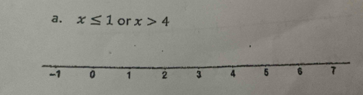 x≤ 1 or x>4