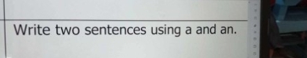 Write two sentences using a and an.