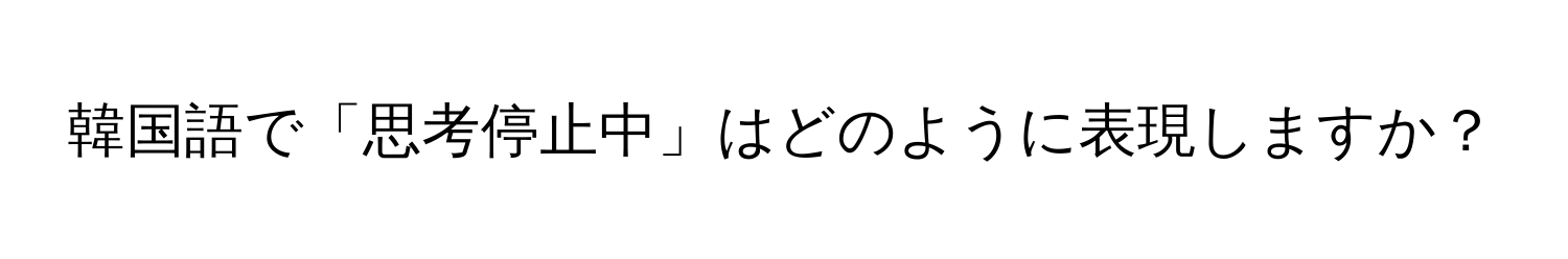 韓国語で「思考停止中」はどのように表現しますか？