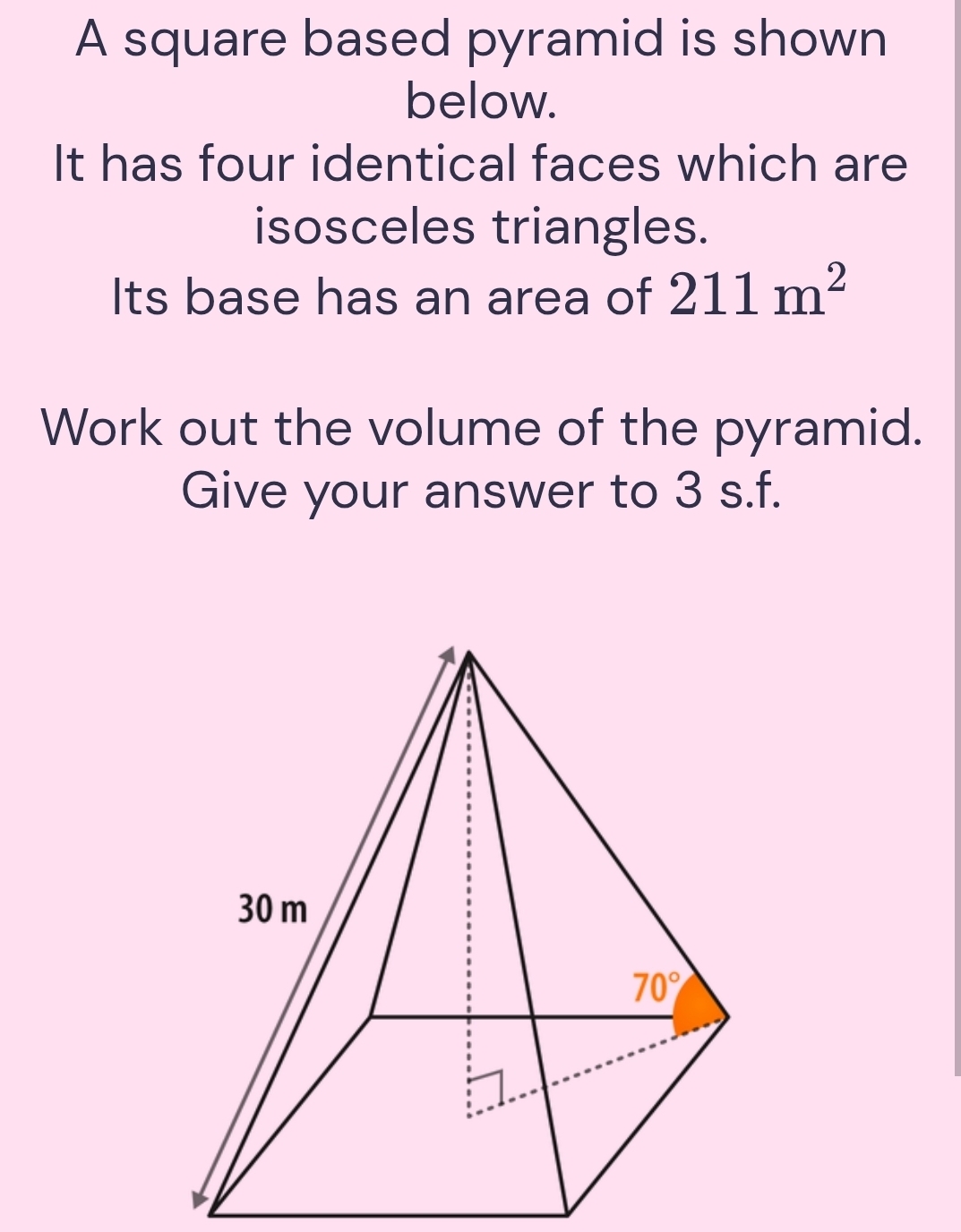 Solved: A square based pyramid is shown below. It has four identical ...