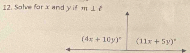 Solve for x and y if m⊥ ell