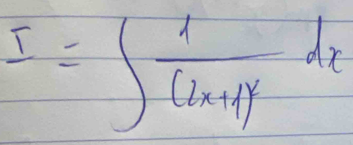 I=∈t frac 1(2x+1)^ydx