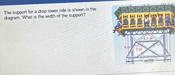 The support for a drop tower ride is shown in the 
diagram. What is the width of the support?