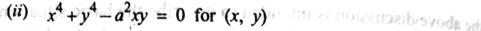 (ii) x^4+y^4-a^2xy=0 for (x,y)