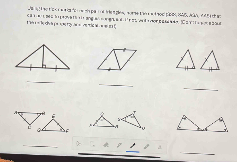 Solved: Using the tick marks for each pair of triangles, name the ...