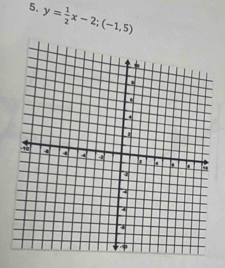 y= 1/2 x-2;(-1,5)