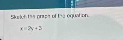 Sketch the graph of the equation.
x=2y+3