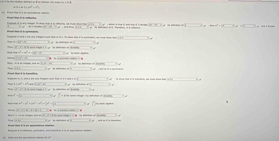 Solved: Let D be the relation defined on Z as follows: For every m,n∈ Z ...