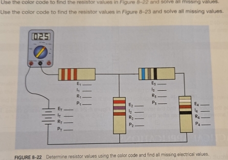 Solved: Use the color code to find the resistor values in Figure 8-22 ...
