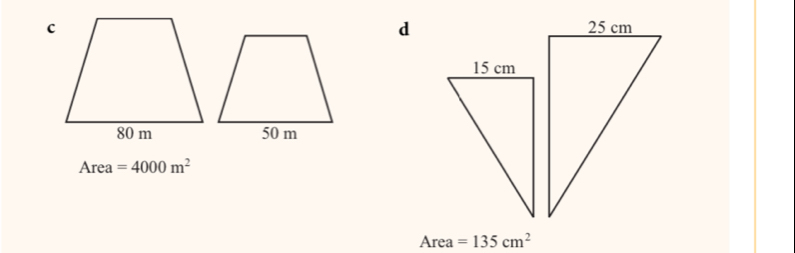 A rea =4000m^2
Area =135cm^2