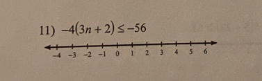 -4(3n+2)≤ -56