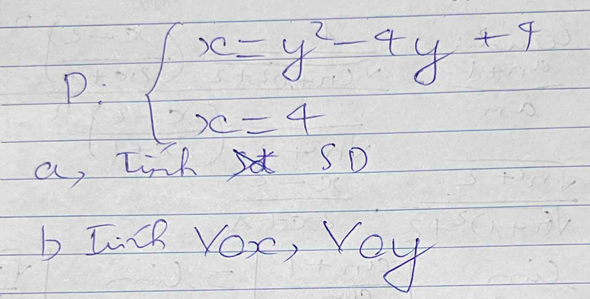 D: beginarrayl x=y^2-4y+4 x=4endarray.
a, Lich
SD
b tuc Yox, Vey