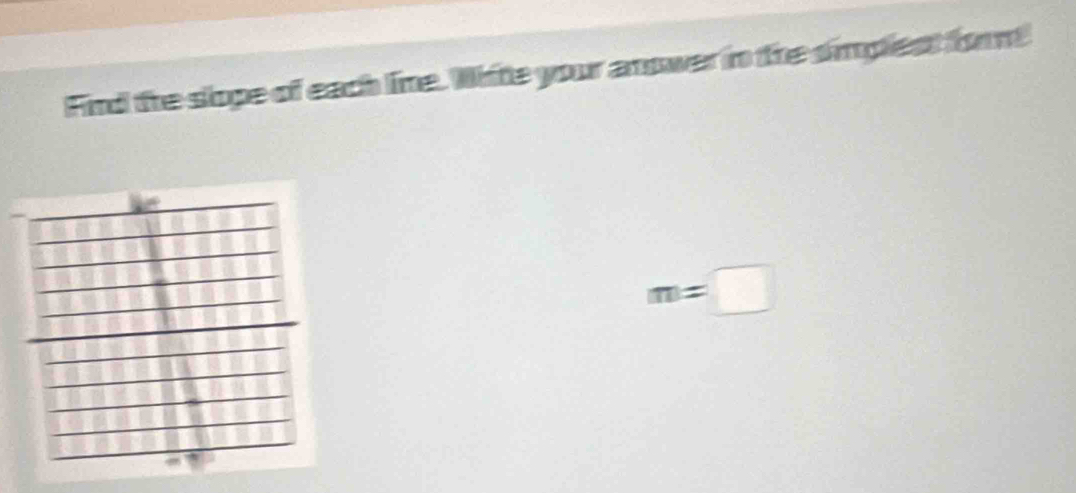 Find the slope of each line. White your answer in the simplest fort
m=□