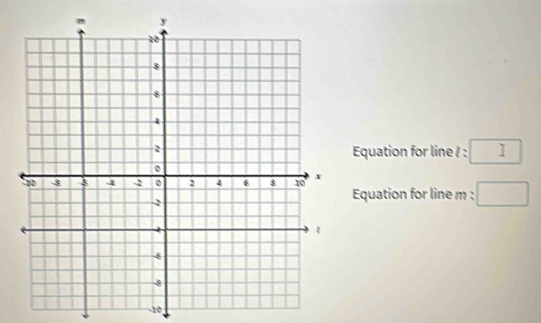 Equation for line / : 1
Equation for line m :
−10,