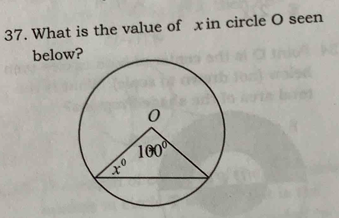 What is the value of x in circle O seen
below