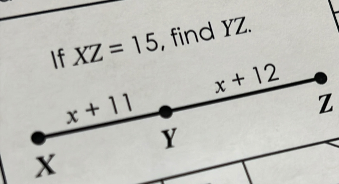 XZ=15 , find YZ.