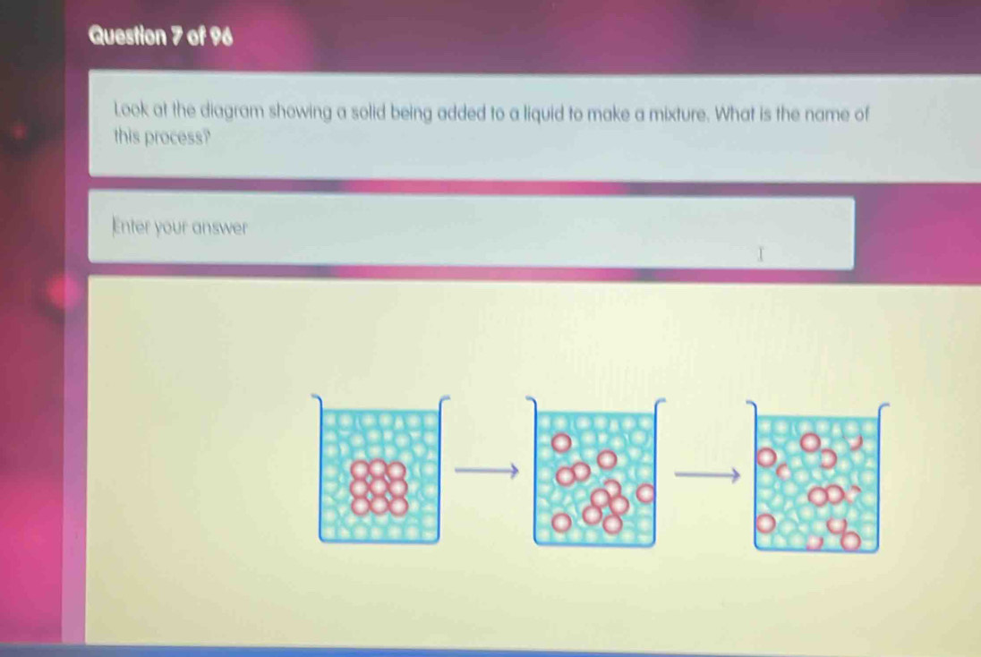 Solved: Look at the diagram showing a solid being added to a liquid to ...