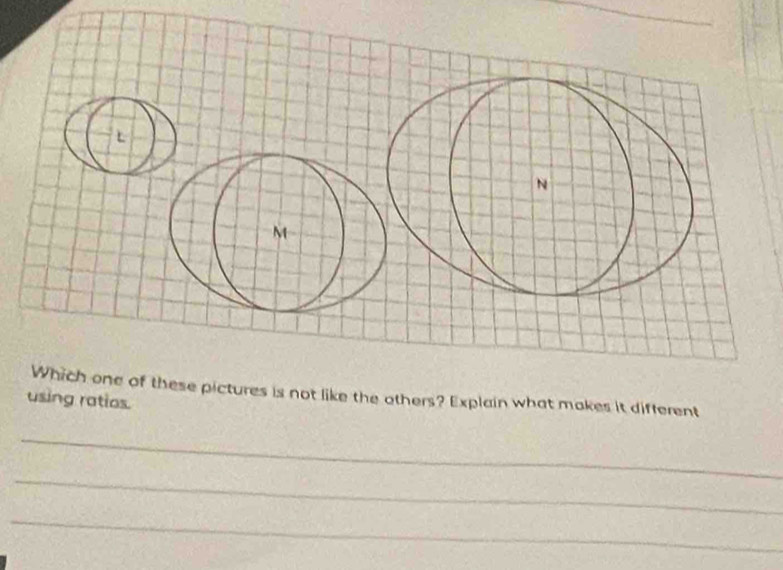 pictures is not like the others? Explain what makes it different 
using ratios. 
_ 
_ 
_