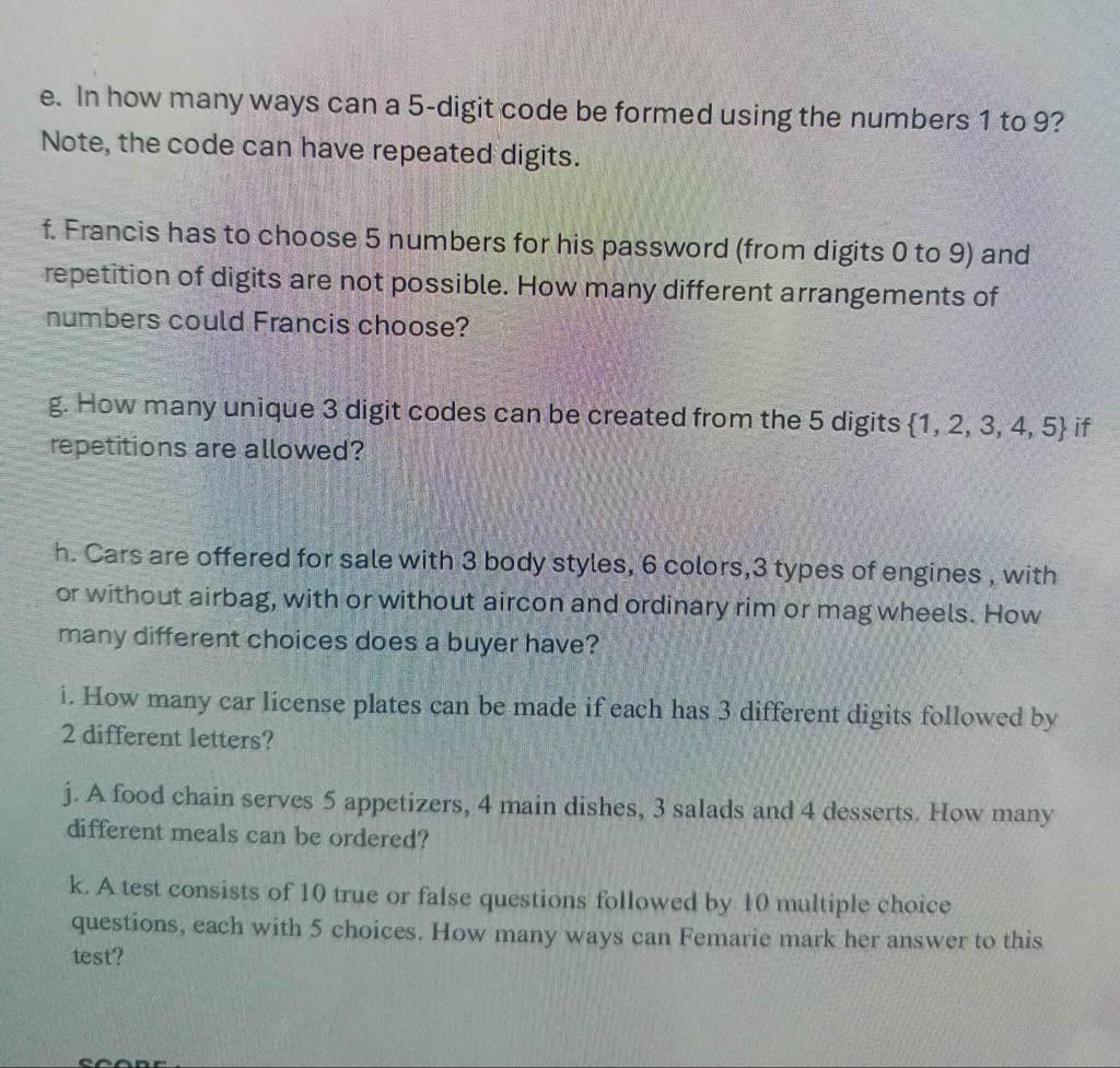 Solved: In how many ways can a 5 -digit code be formed using the ...