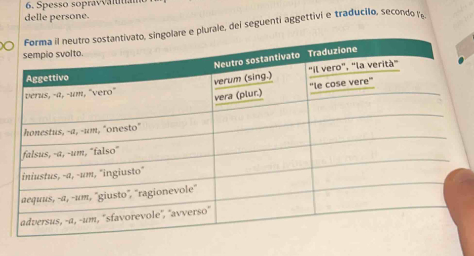 Spesso sopravvalutia 
delle persone. 
plurale, dei seguenti aggettivi e traducilo, secondo l’e