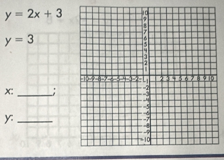 y=2x+3
y=3
X :_ 
:
y :_