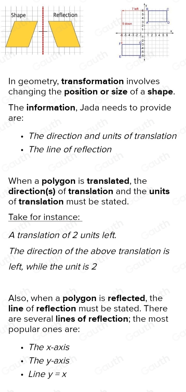 Solved: Jada applies two transformations to a polygon in the coordinate ...