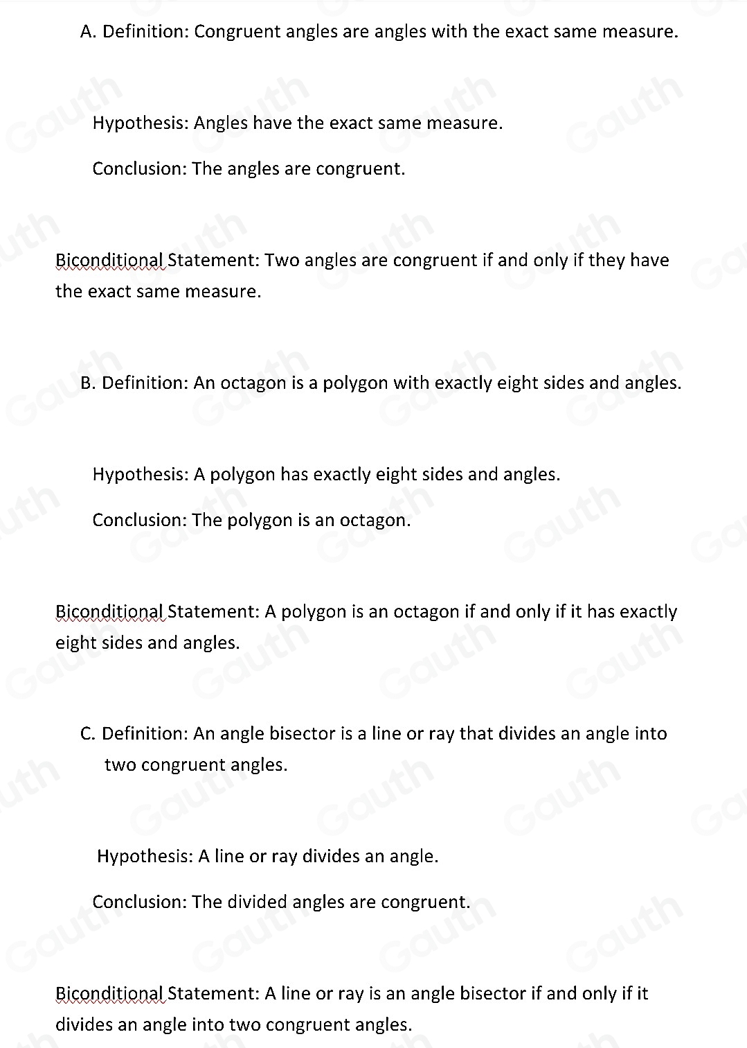 Solved: For each definition below, identify the hypothesis and ...