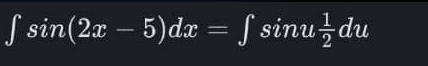 ∈t sin (2x-5)dx=∈t sin u 1/2 du