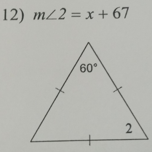 m∠ 2=x+67