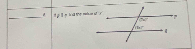 If pparallel q find the value of 'x'.