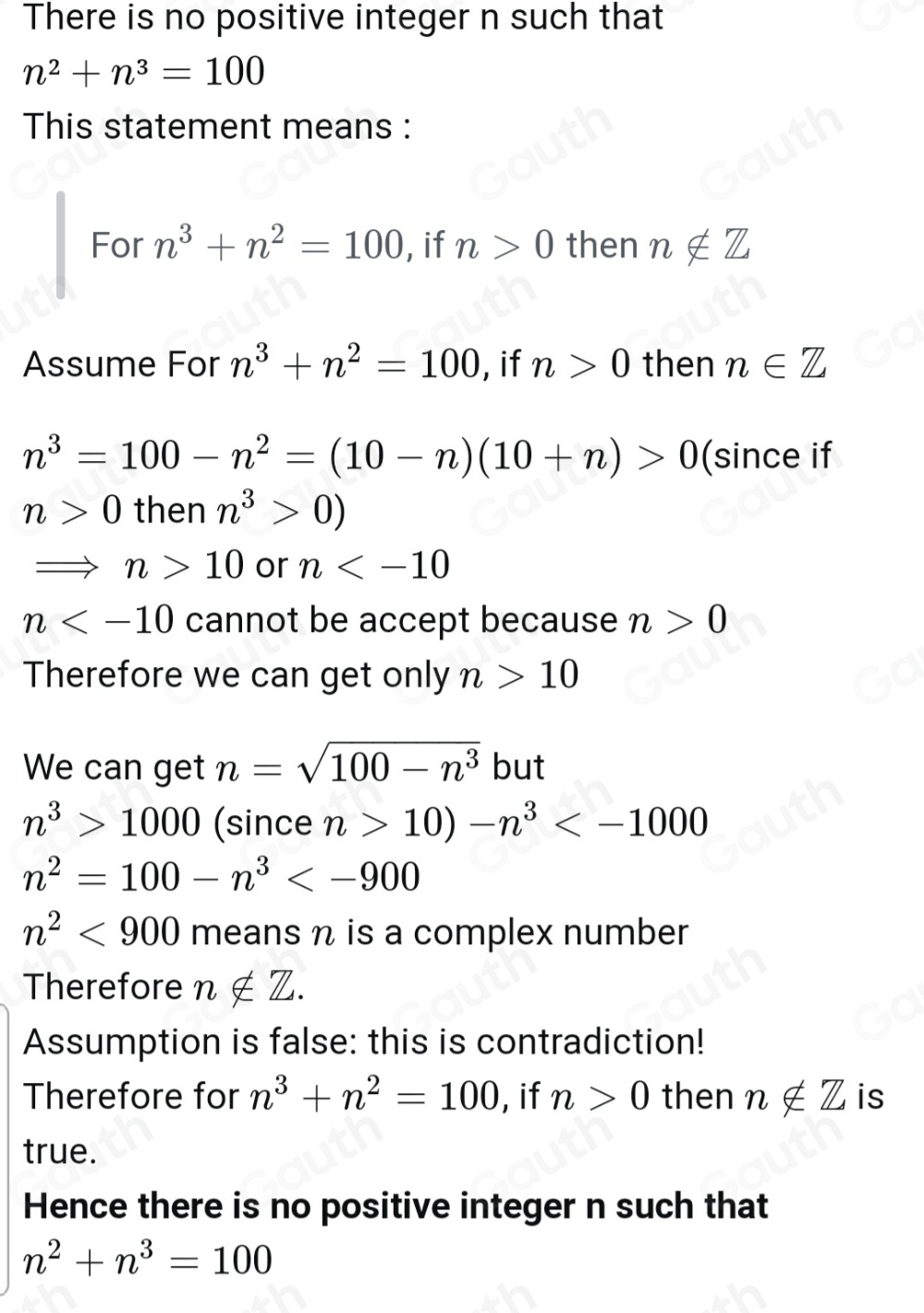 Solved: ) Prove that there is no positive integer n such that n^2+n^3 ...