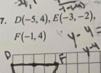 D(-5,4), E(-3,-2),
F(-1,4)
D