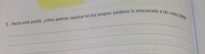 Hasta este punto, ¿cómo podrías explicar en tus propias palabras lo relacionado a las redes WANT 
_ 
_