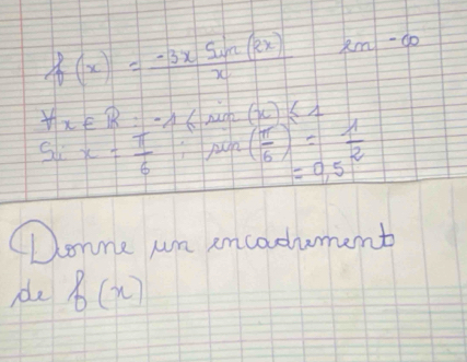 f(x)= (-3xsin (2x))/x  2m-60
forall x∈ R ∴ -1≤ sin (x)≤ 1
9i x= π /6  ;sin ( π /6 )= 1/2 
=0,5
CDonme um incodument
f(x)