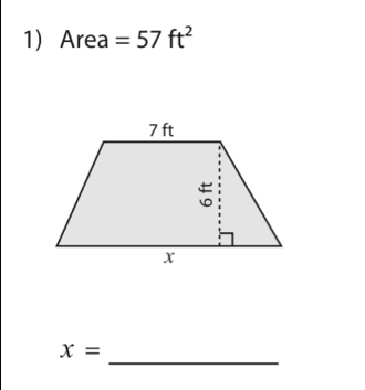 Area =57ft^2
_
x=