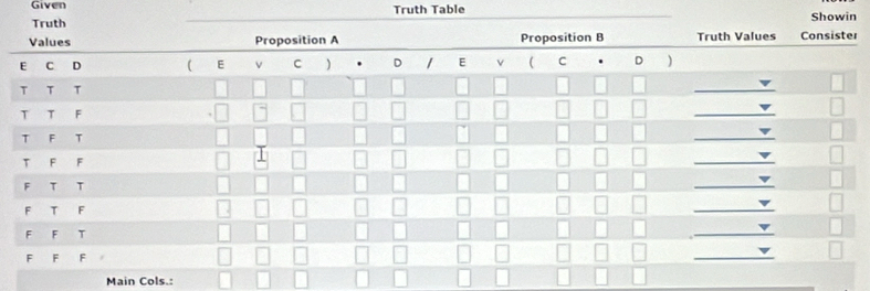 Given 
Truth Table n 
r 
Main Cols.: