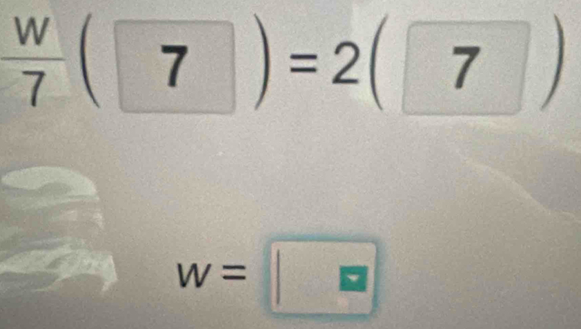  w/7 (7)=2(7)
w=□