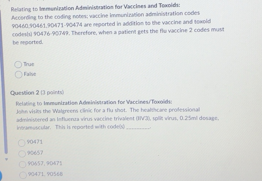 Solved: Relating to Immunization Administration for Vaccines and ...