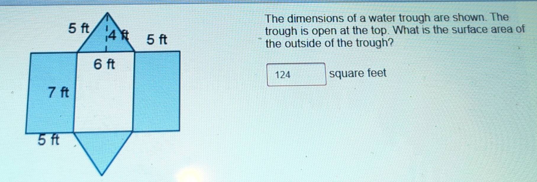 Solved: The dimensions of a water trough are shown. The trough is open ...