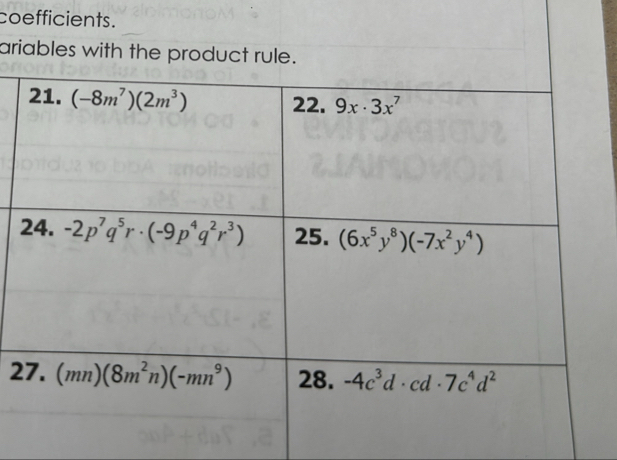 coefficients.
ariables with the product rule.
2