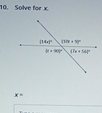 Solve for x.
x=